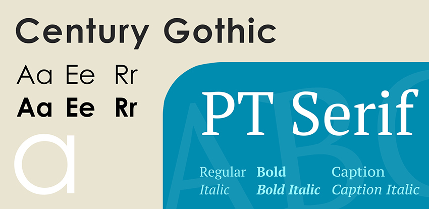 Century Gothic and PT Serif