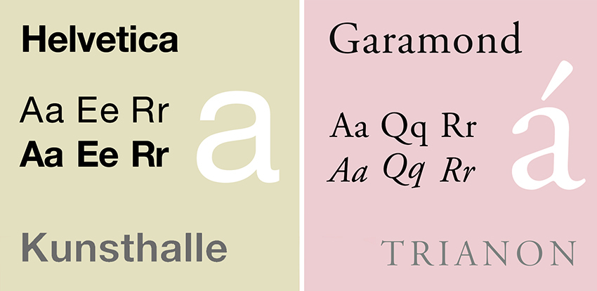 Helvetica Neue and Garamond