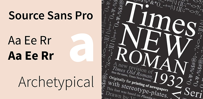 Source Sans Pro and Times New Roman