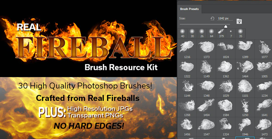 Premium Photoshop Brushes - Real Fireball Brush Resource Kit