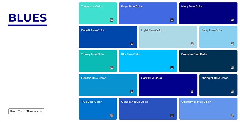 dark blue color names